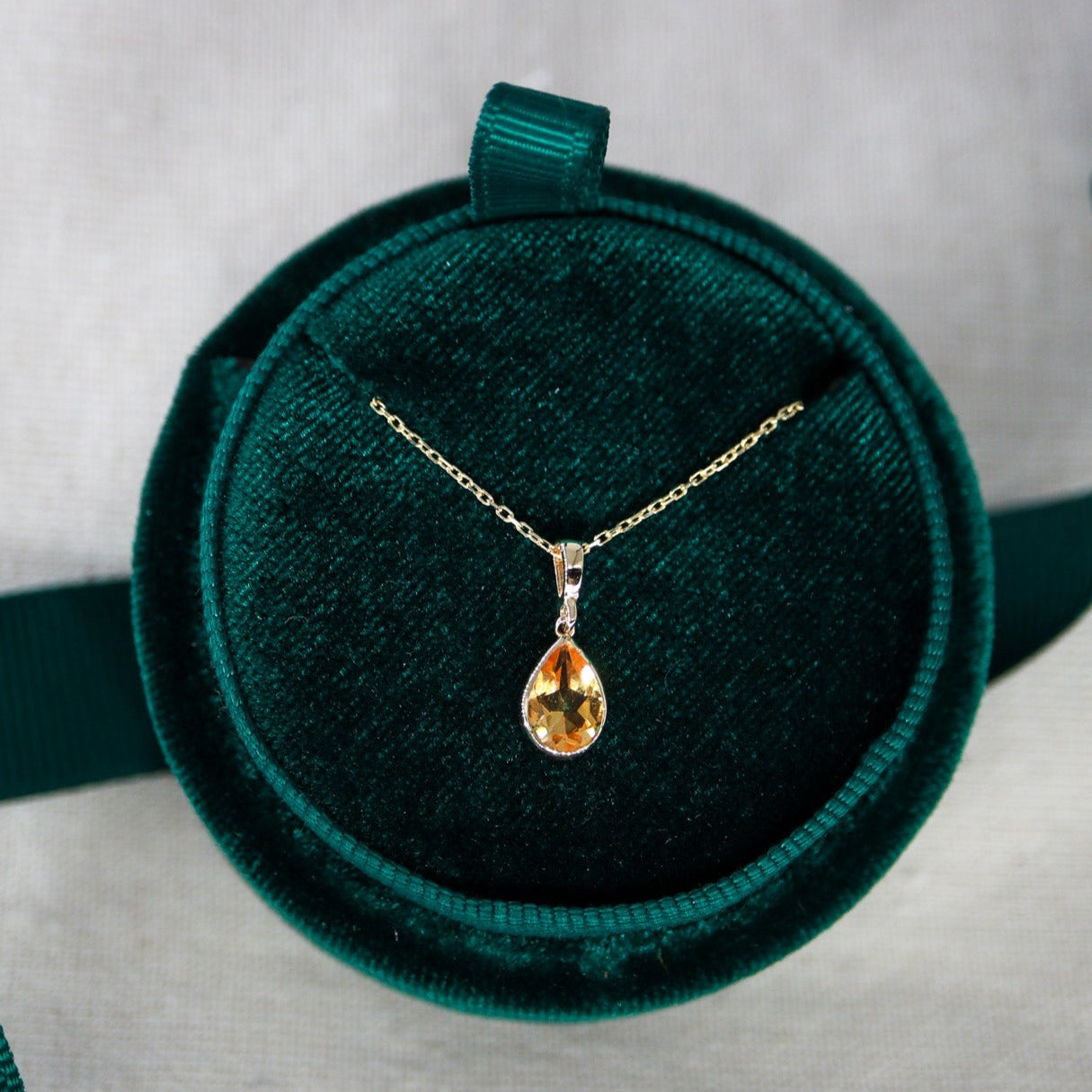 Doğum Ayı Taşı Citrine Damla Kolye (Kasım)