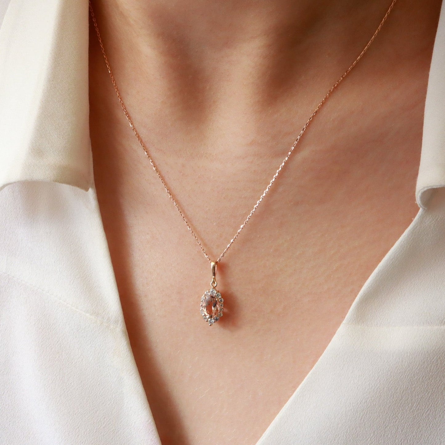 Damla Morganit & Pırlanta Kolye