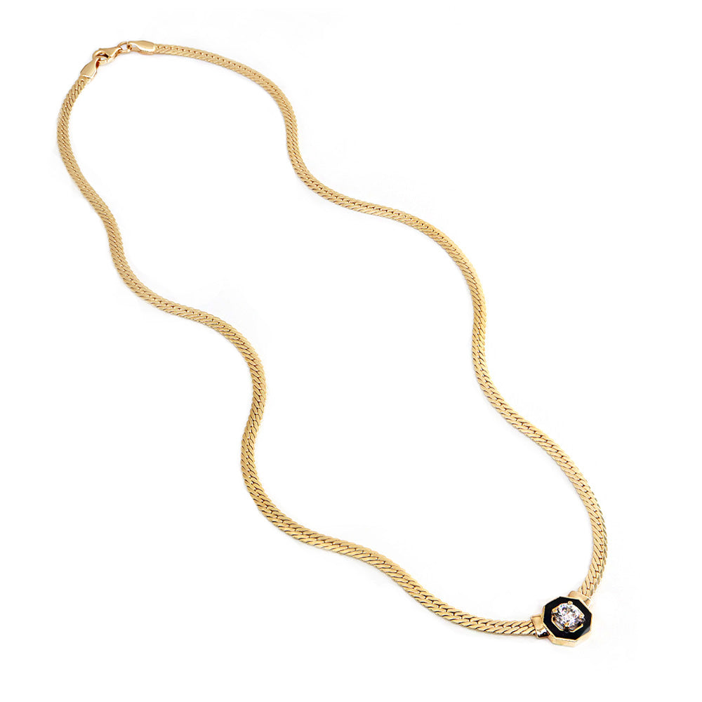 0,50ct Balık Sırtı Zincirli Mineli Kolye