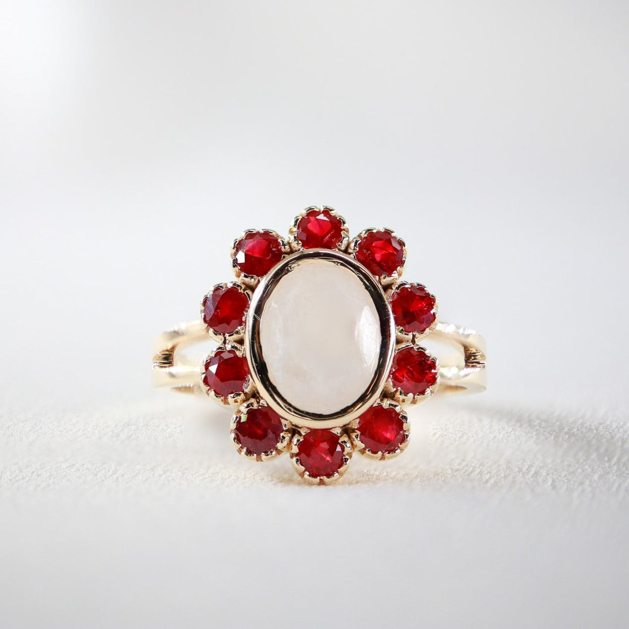 Moonstone & Yakut Vintage Yüzük