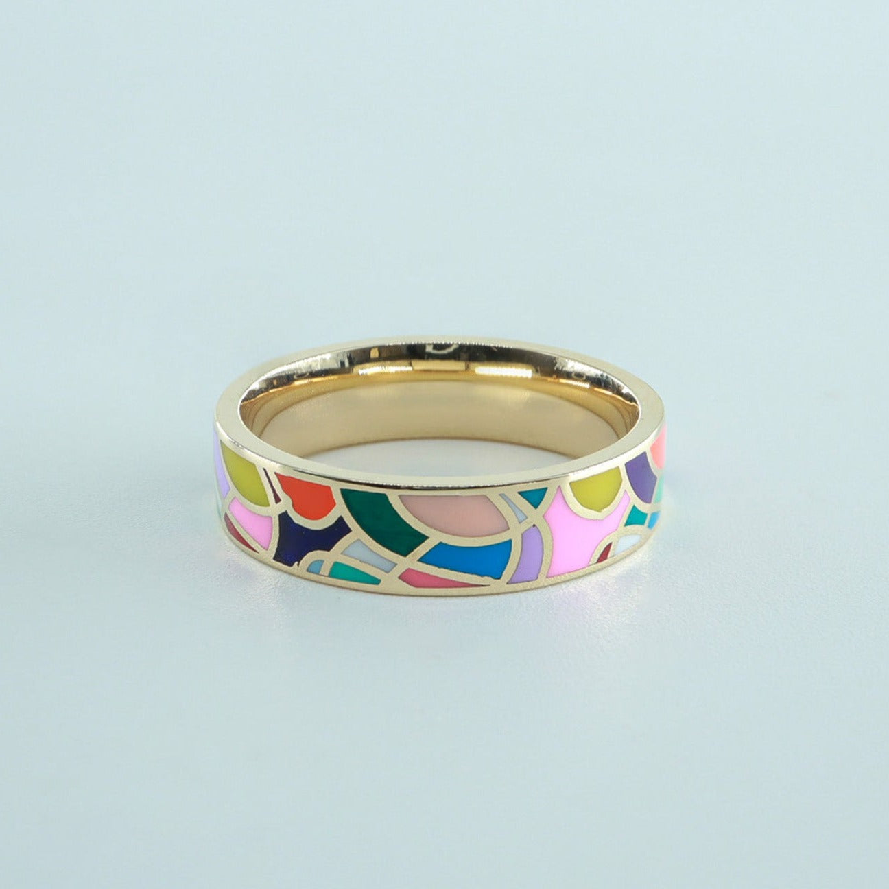Renkli Mineli Alyans Yüzük