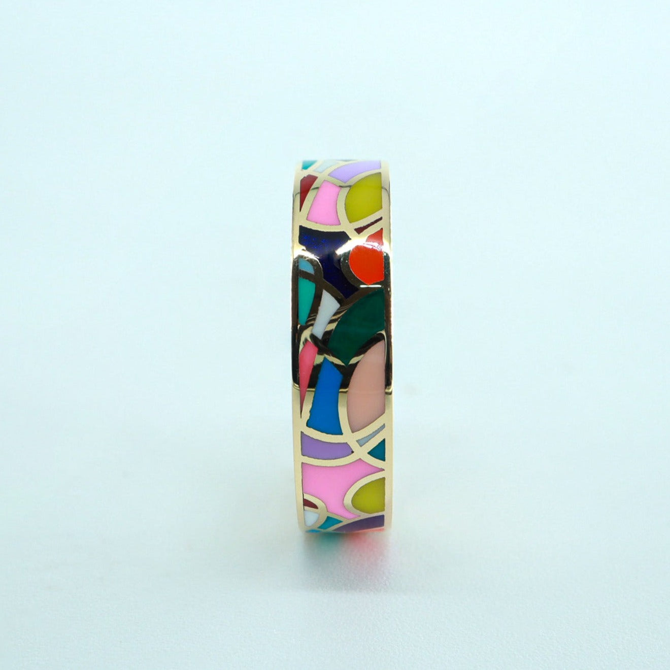 Renkli Mineli Alyans Yüzük