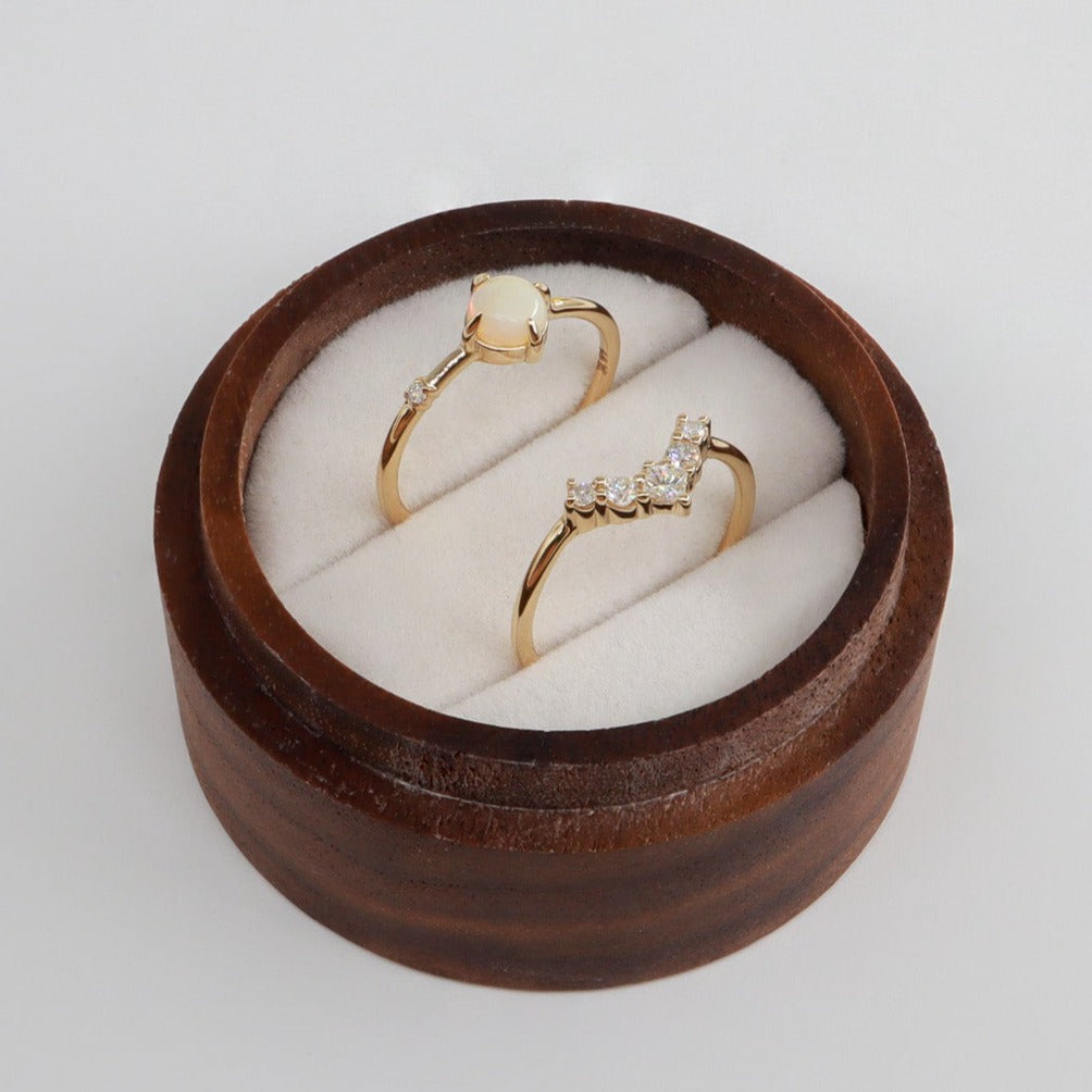 Kapşon Kesim Opal Taş & Pırlanta Vintage Yüzük