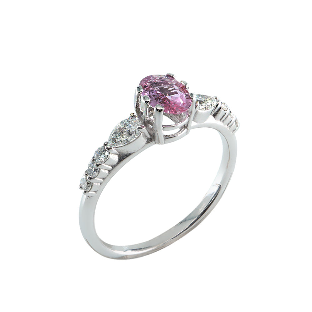 Oval Pembe Safir & Damla Pırlanta