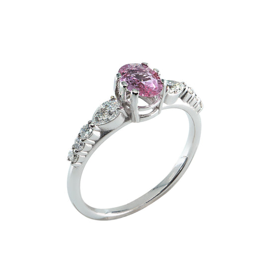 Oval Pembe Safir & Damla Pırlanta