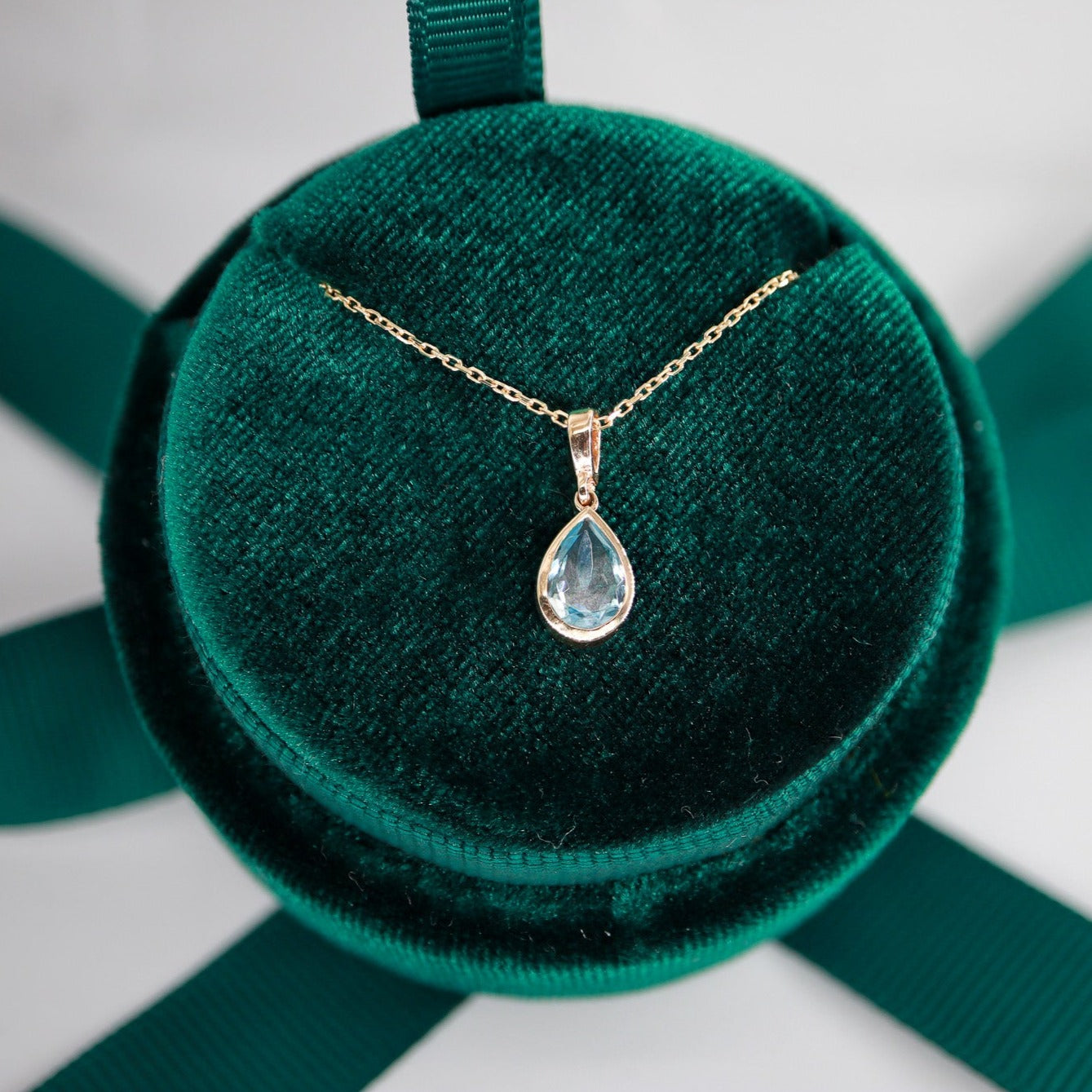 Doğum Ayı Taşı Akuamarin Damla Kolye (Mart)