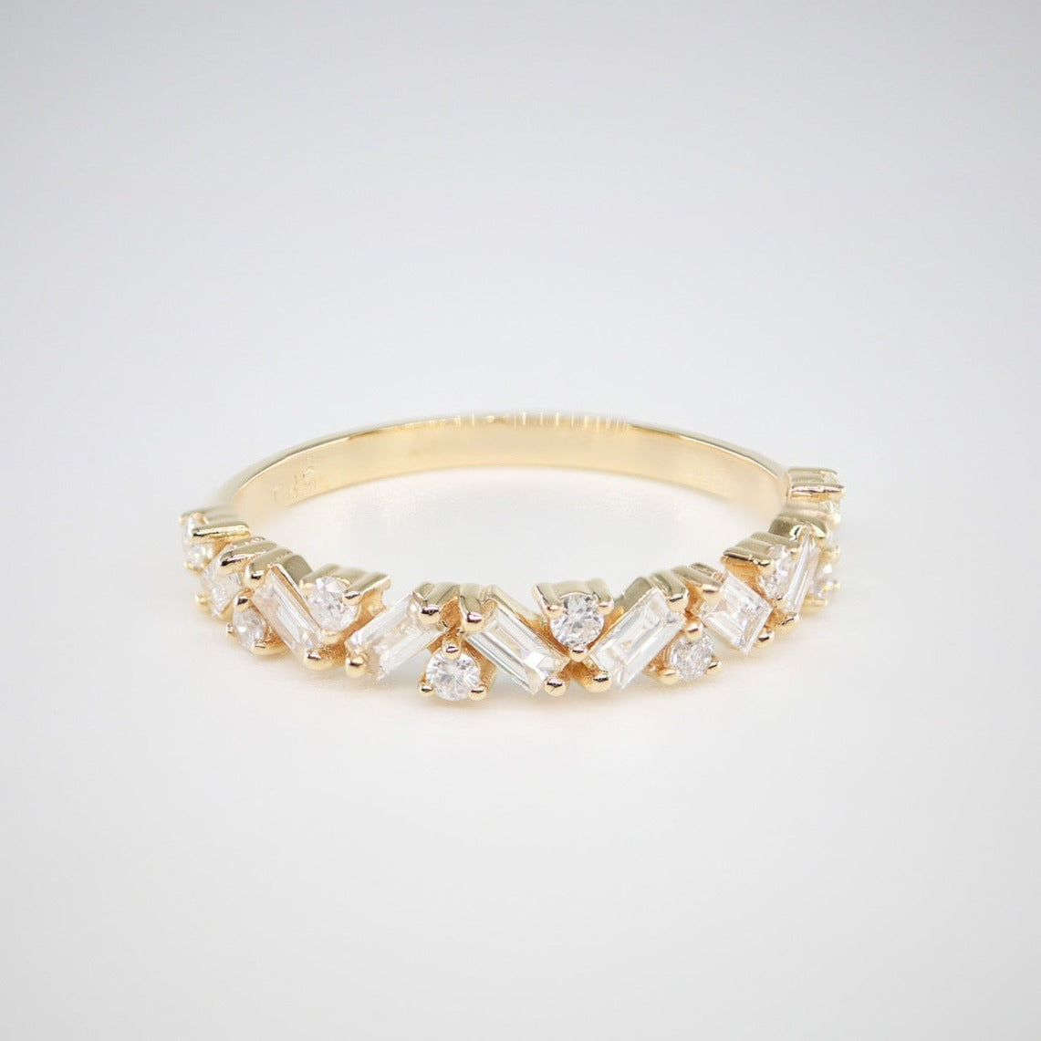 Vintage Baget Pırlanta Yarım Tur Yüzük