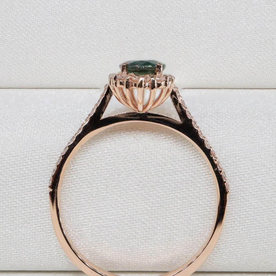 Oval Safir & Pırlanta Vintage Yüzük