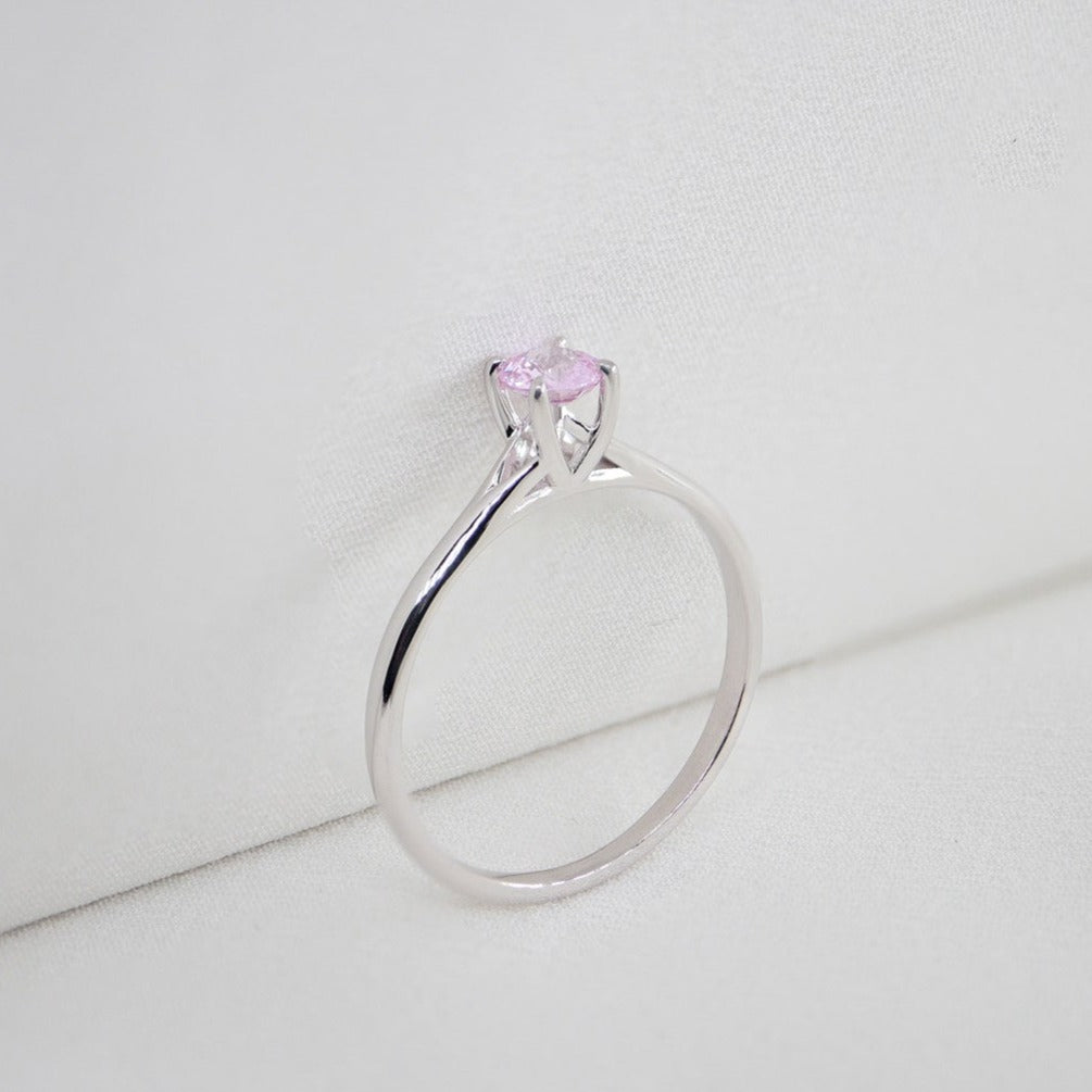 Yuvarlak Pembe Safir Tektaş