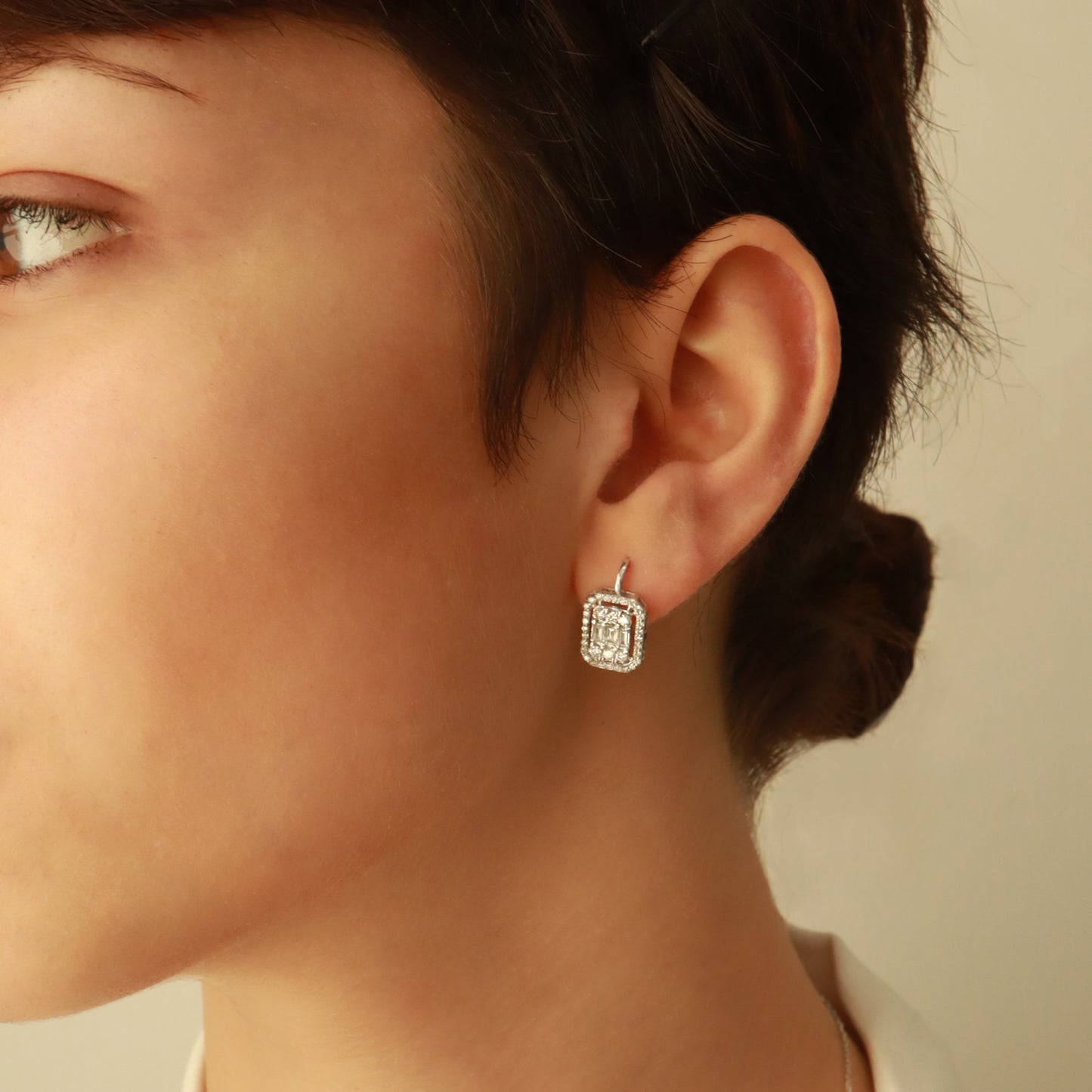 0,90ct Pırlanta Baget Küpe