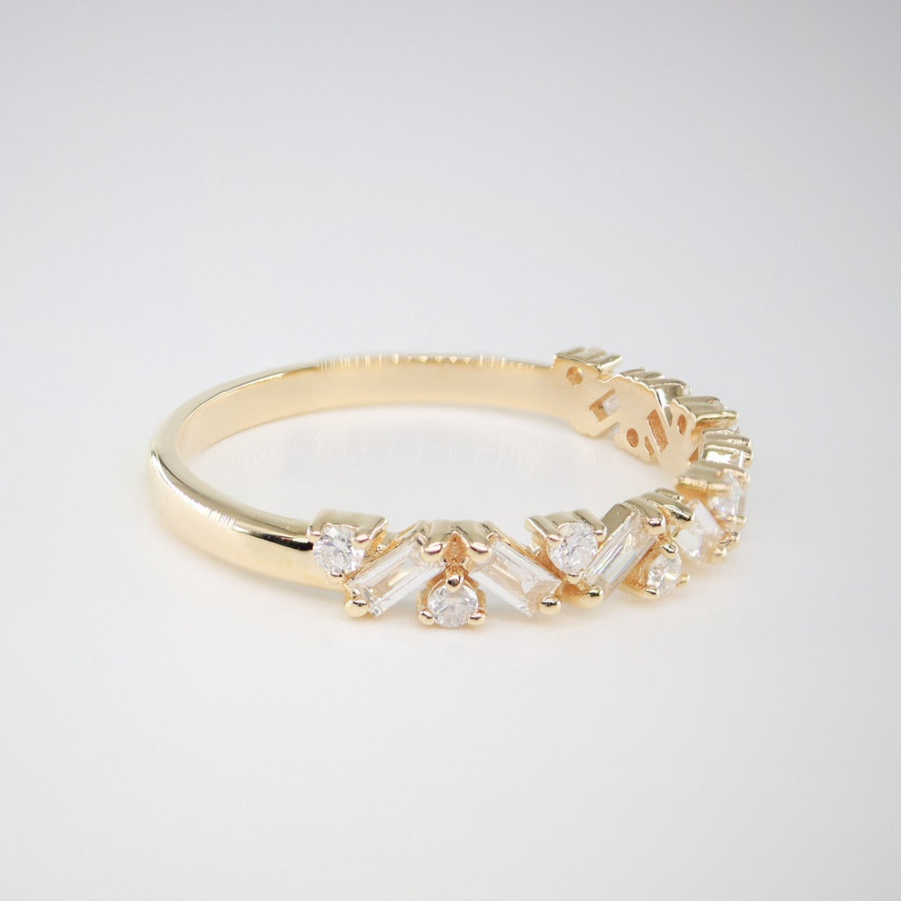 Vintage Baget Pırlanta Yarım Tur Yüzük