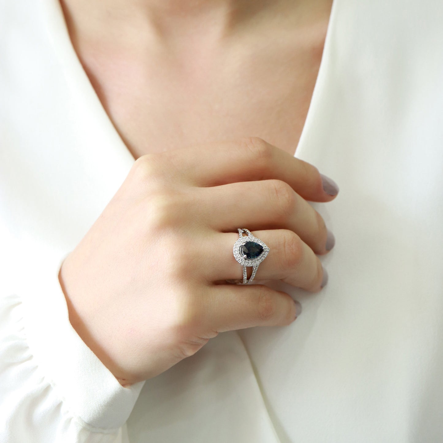 Damla Safir & Pırlanta Anturaj Yüzük