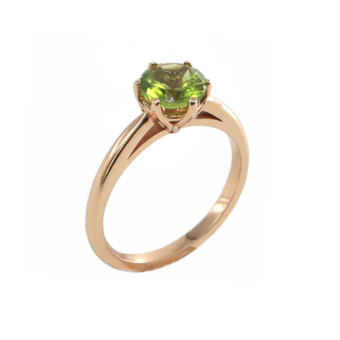 Yuvarlak Peridot Taşlı Tektaş