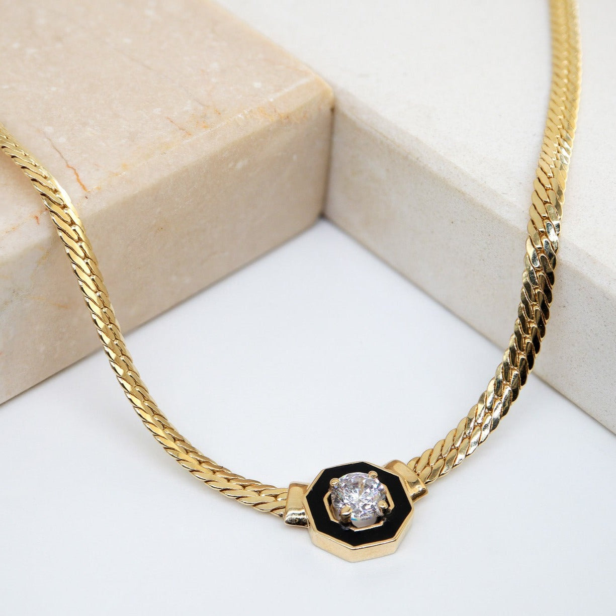 0,50ct Balık Sırtı Zincirli Mineli Kolye