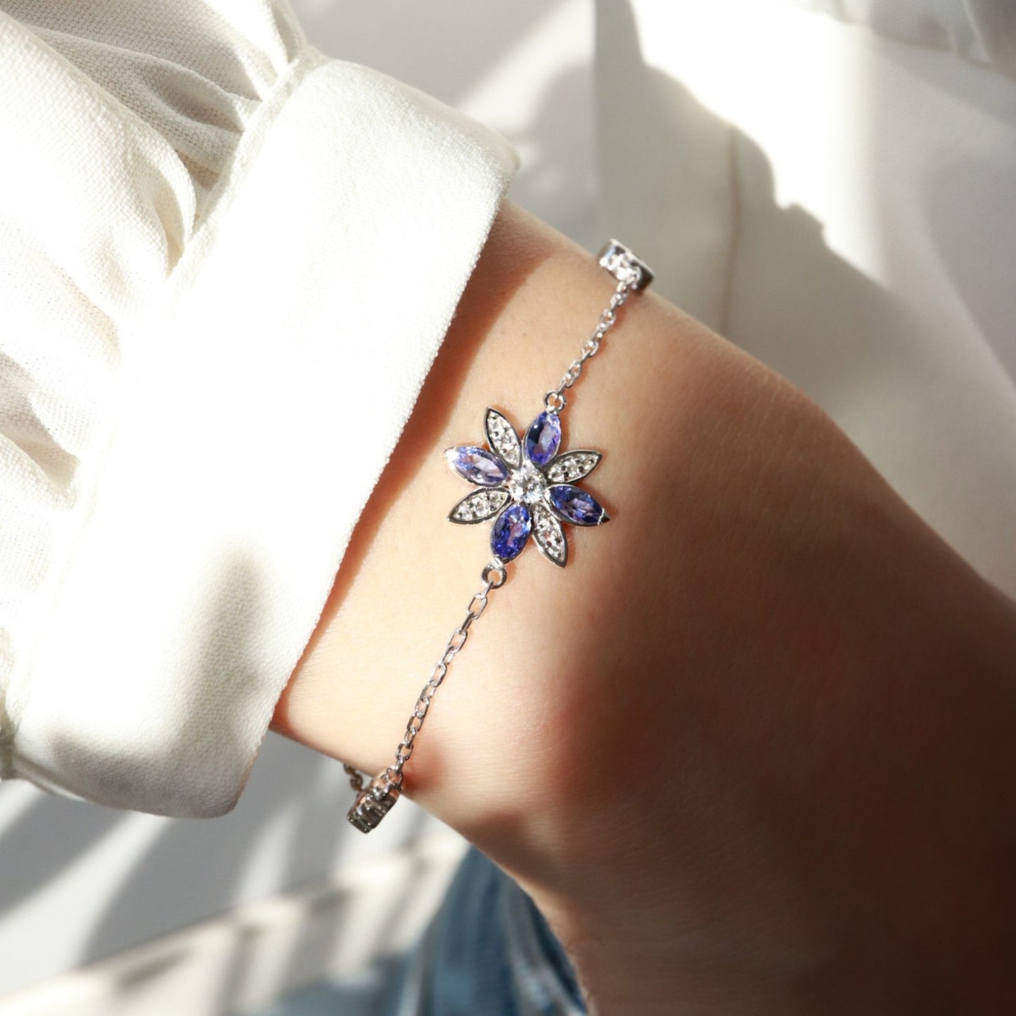 Lotus Çiçeği Tanzanit & Pırlanta Bileklik