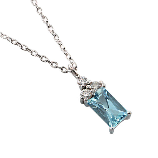 Baget Kesim Akuamarin & Pırlanta Kolye