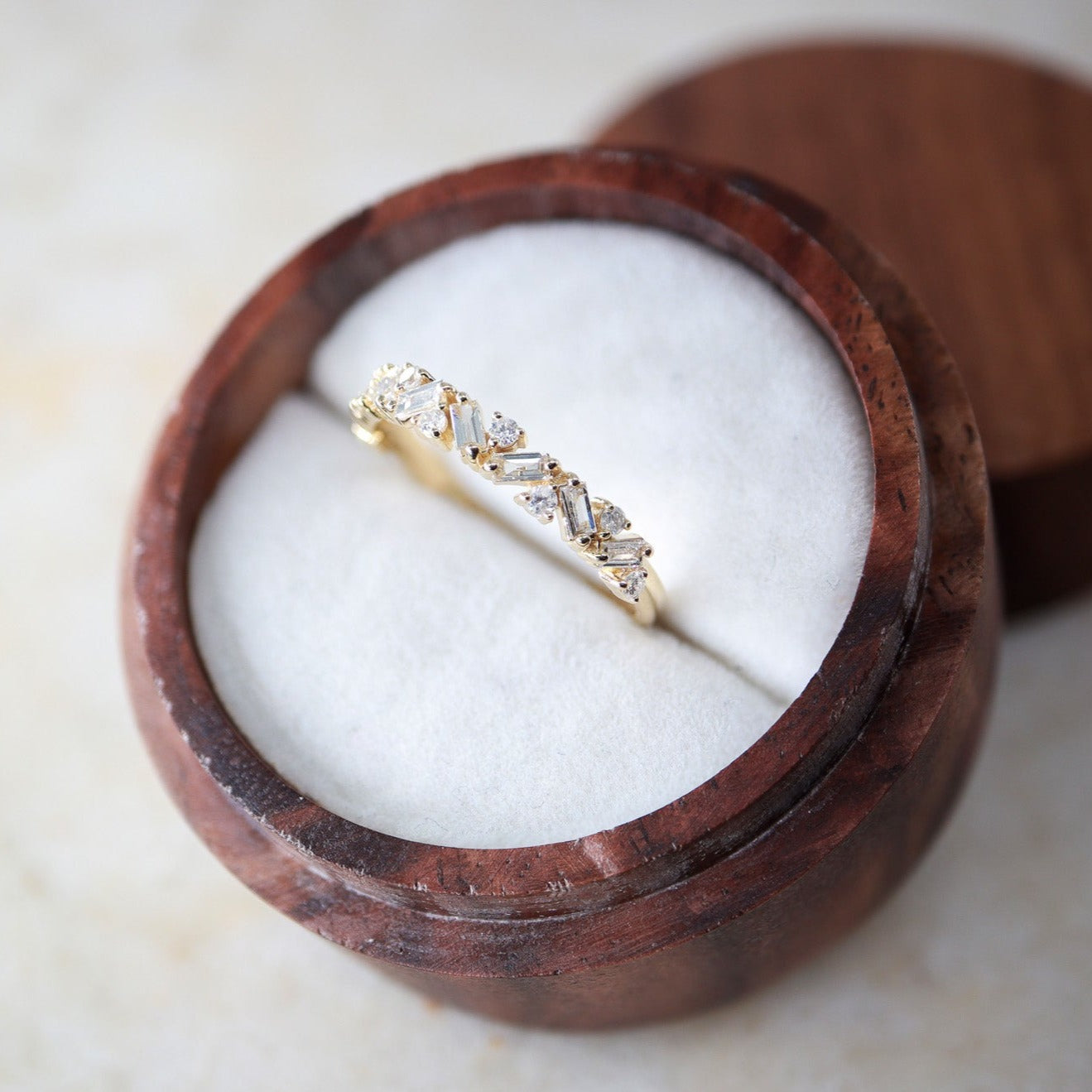 Vintage Baget Pırlanta Yarım Tur Yüzük