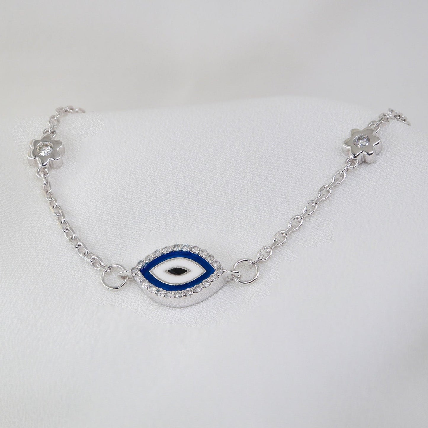 Mineli Nazar Boncuklu Pırlanta Bileklik