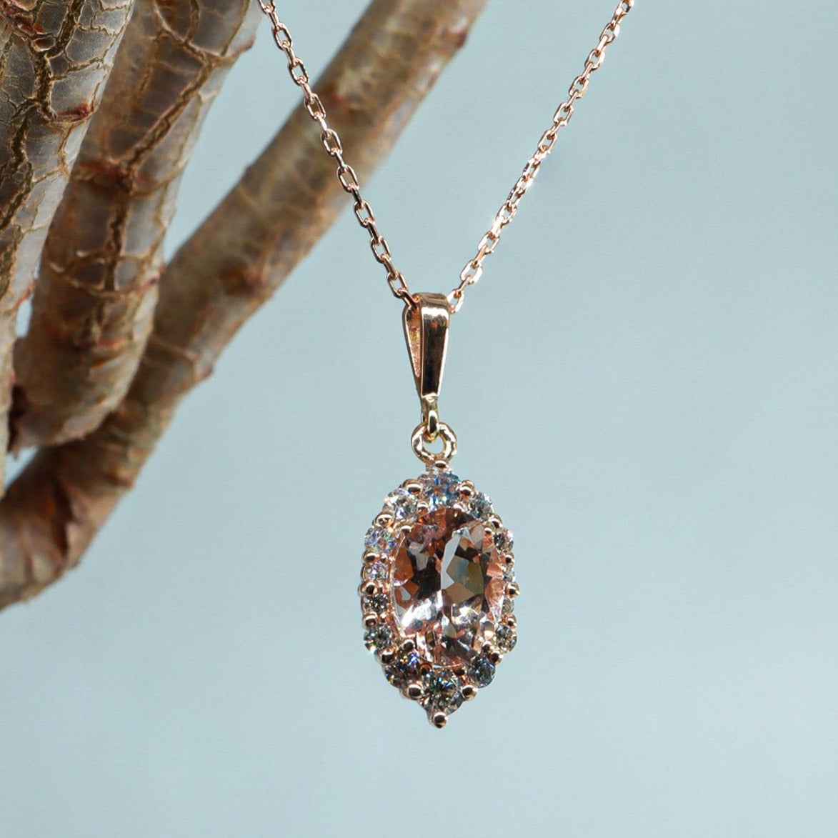 Damla Morganit & Pırlanta Kolye