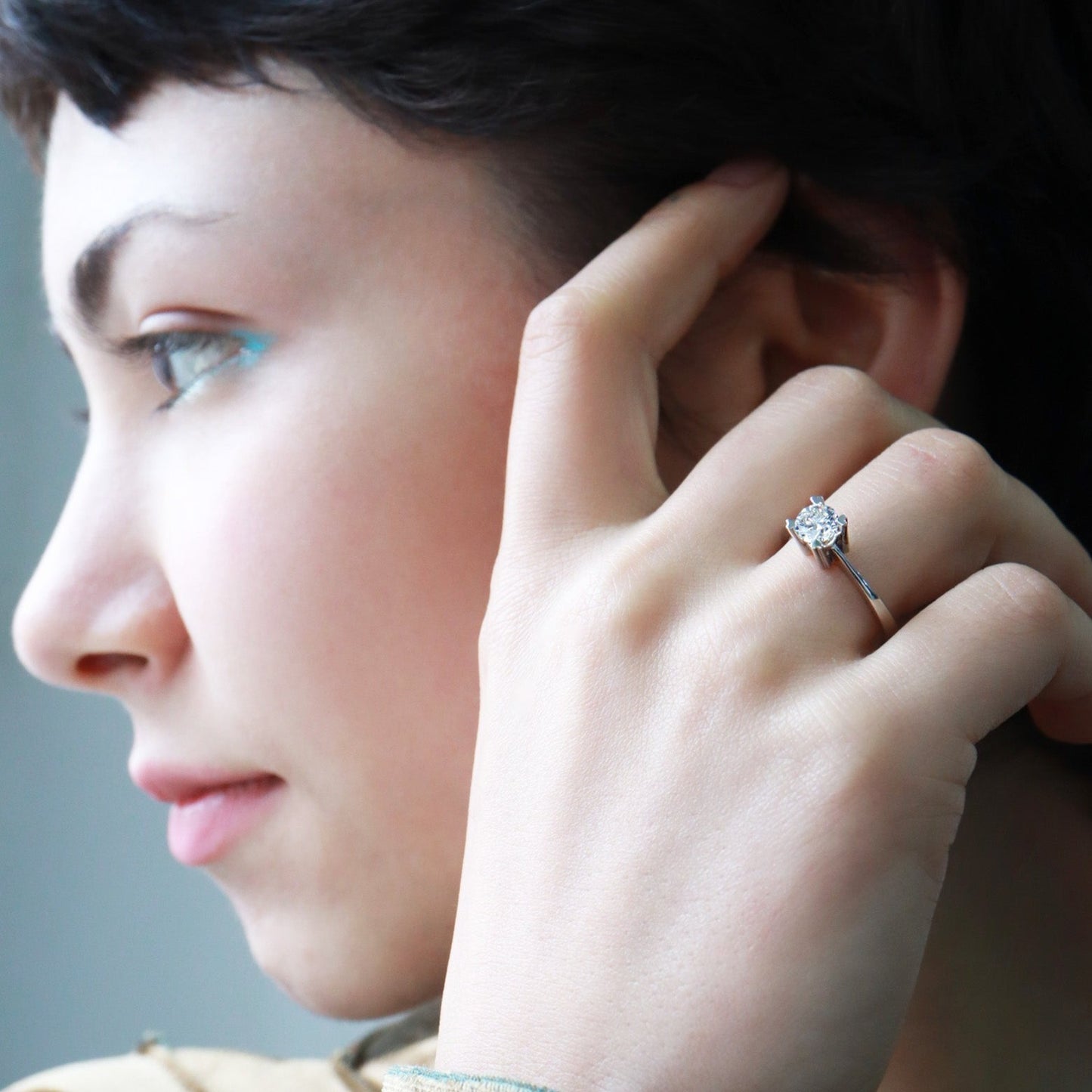 0,50ct Kalp Tırnak Tasarım Tektaş