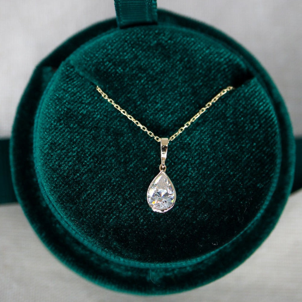 Doğum Ayı Taşı Karbon Kaplama Zirkon Damla Kolye (Nisan)