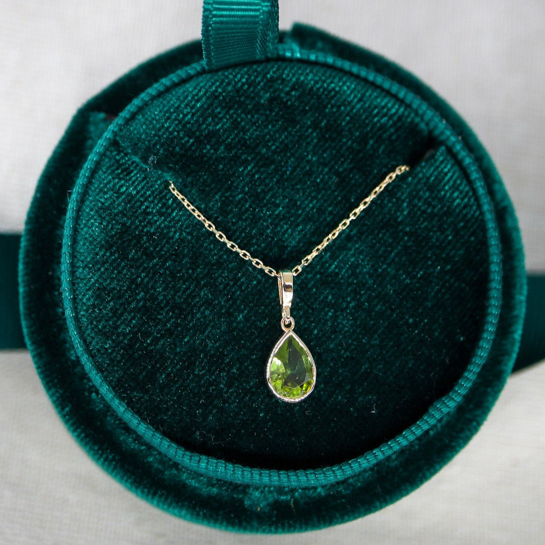 Doğum Ayı Taşı Peridot Damla Kolye (Ağustos)