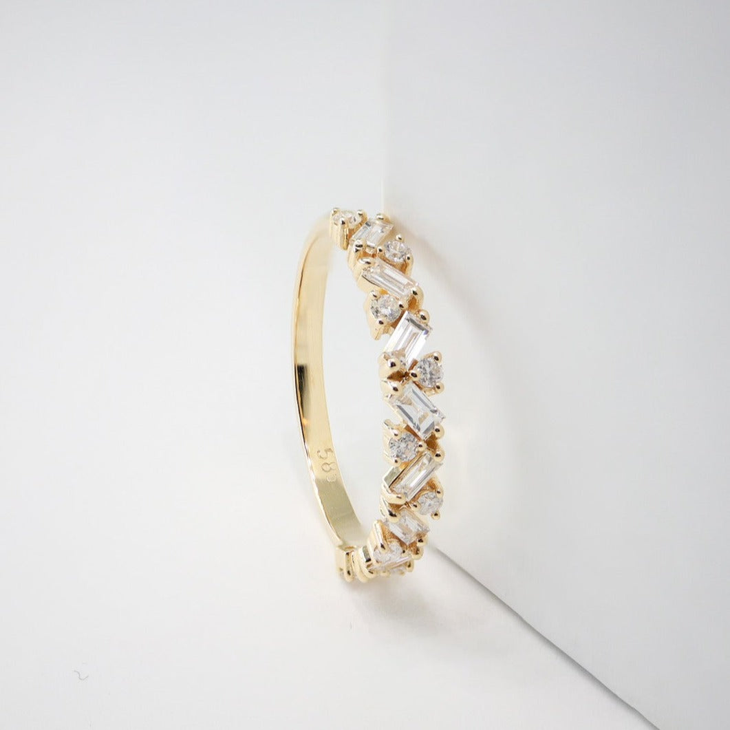 Vintage Baget Pırlanta Yarım Tur Yüzük