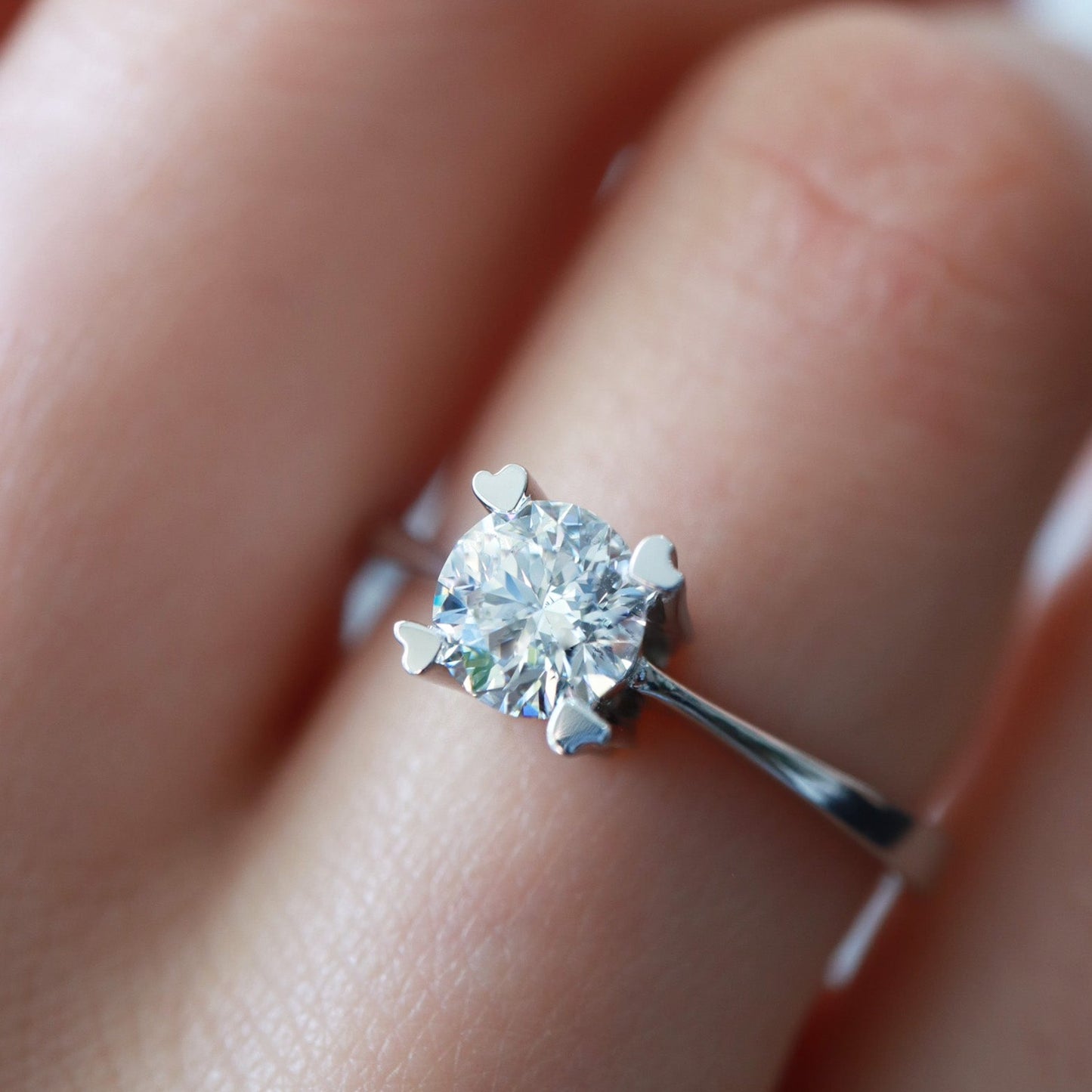 0,50ct Kalp Tırnak Tasarım Tektaş