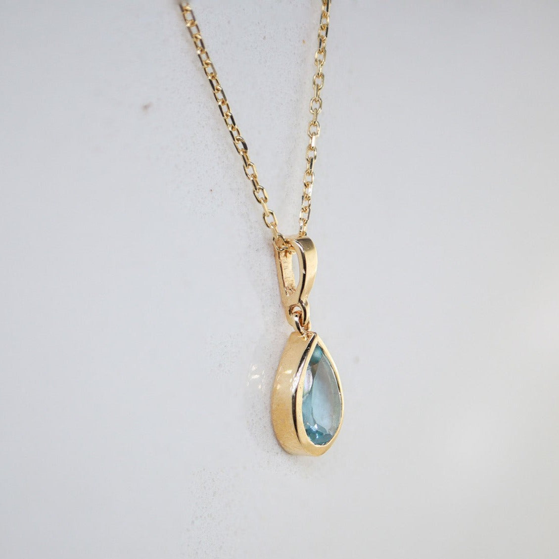 Doğum Ayı Taşı Akuamarin Damla Kolye (Mart)