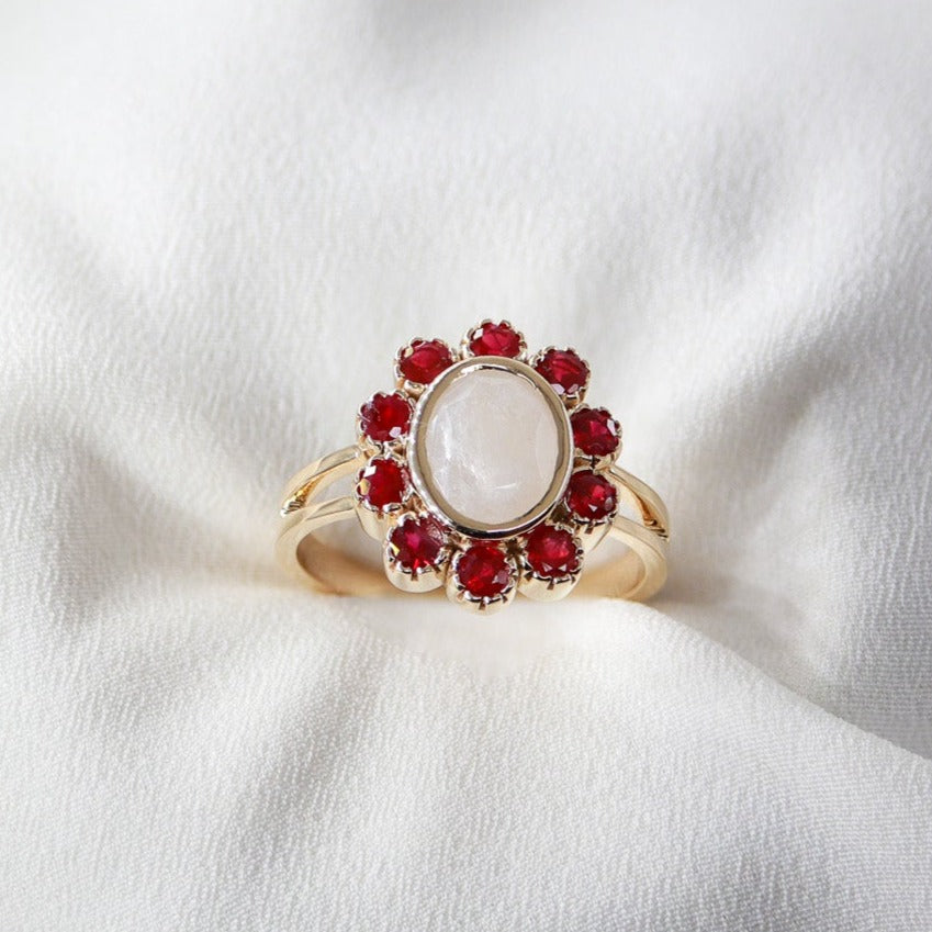 Moonstone & Yakut Vintage Yüzük