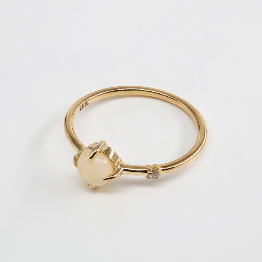 Kapşon Kesim Opal Taş & Pırlanta Vintage Yüzük