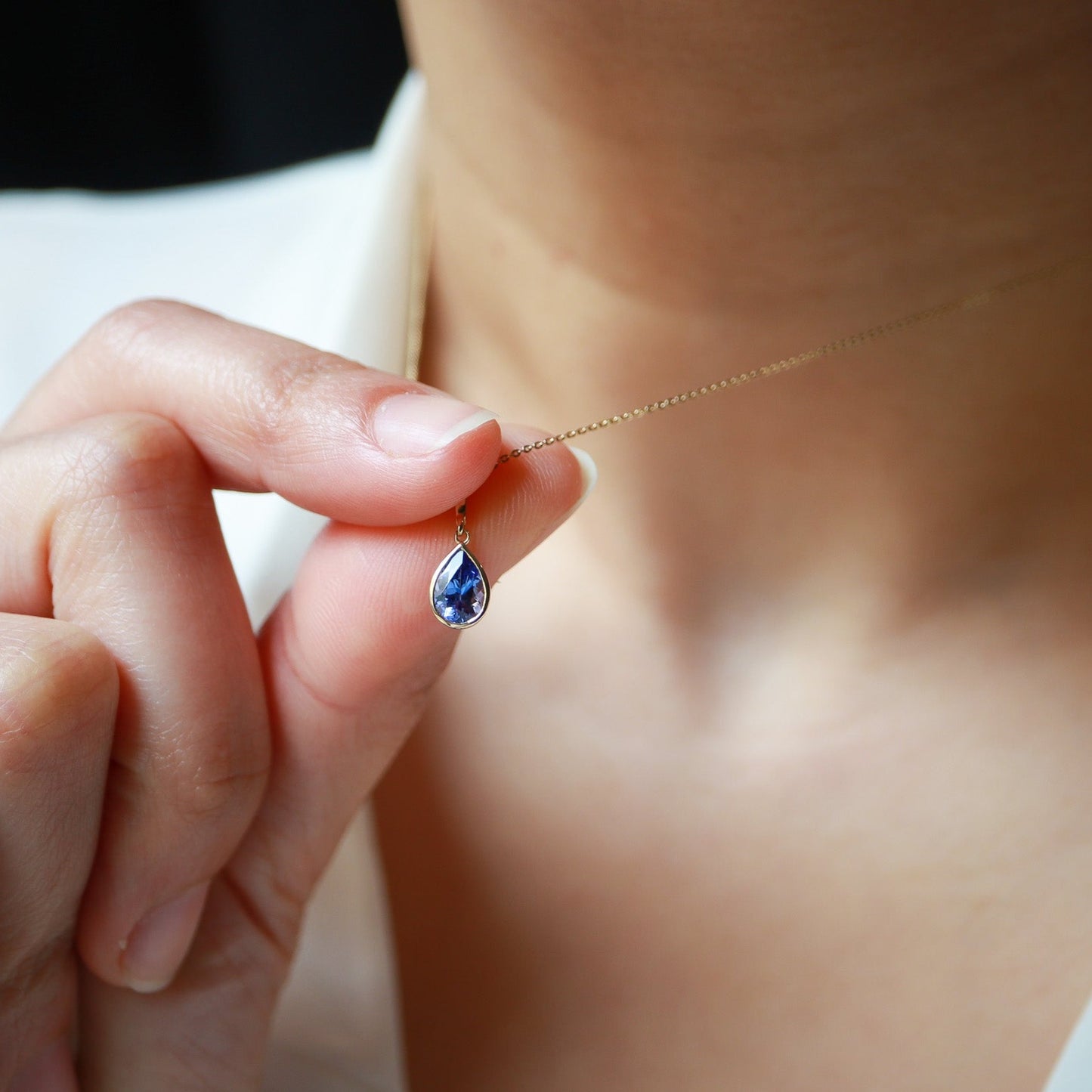 Doğum Ayı Taşı Tanzanit Damla Kolye (Aralık)