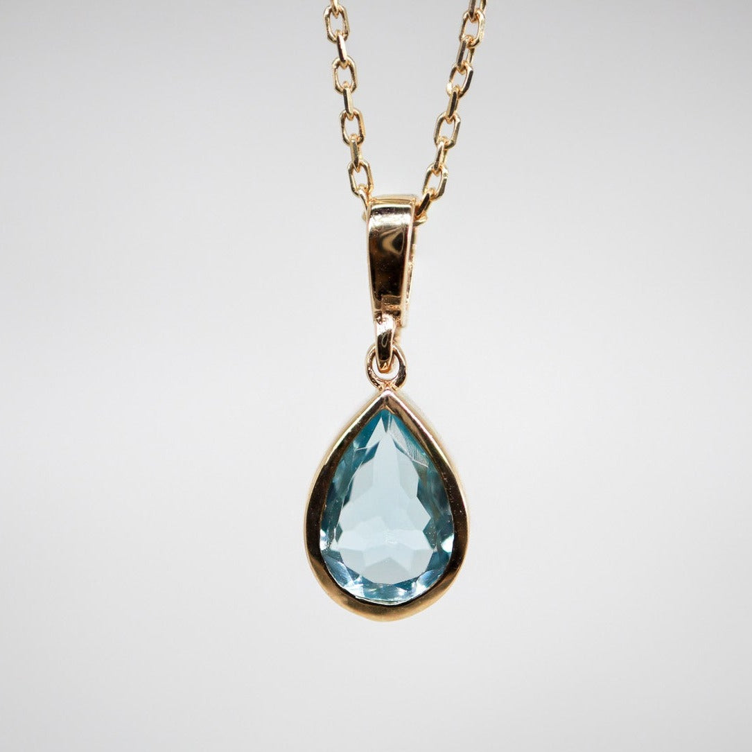 Doğum Ayı Taşı Akuamarin Damla Kolye (Mart)