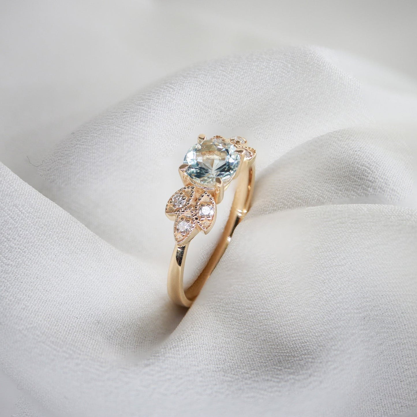 Vintage Akuamarin & Pırlanta Yüzük