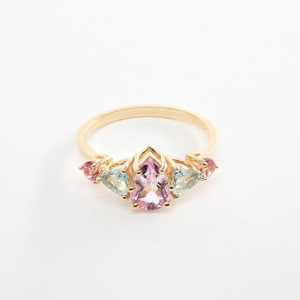 Renkli Doğal Topaz Taşlı Vintage Yüzük