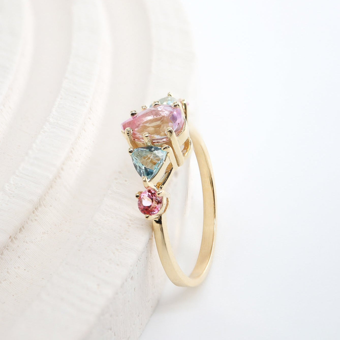 Renkli Doğal Topaz Taşlı Vintage Yüzük