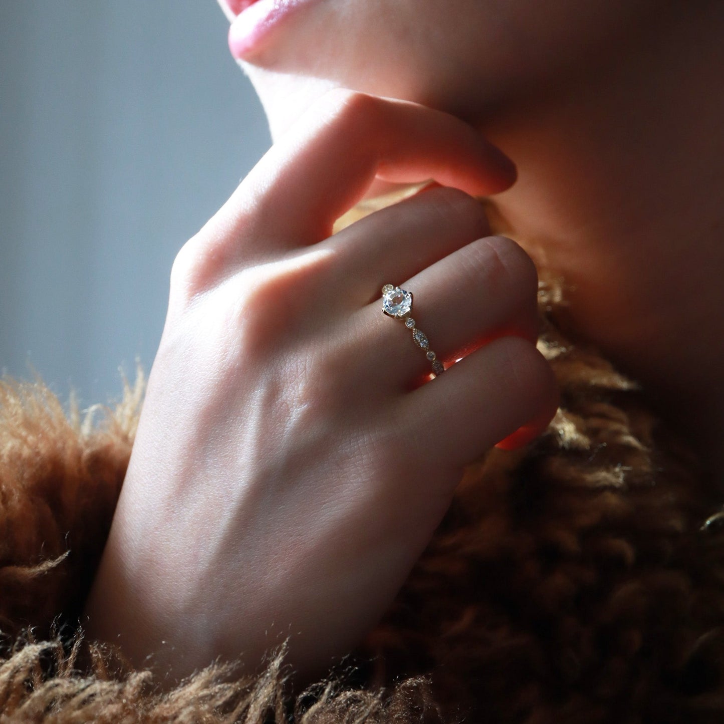 Vintage Beyaz Topaz & Pırlanta