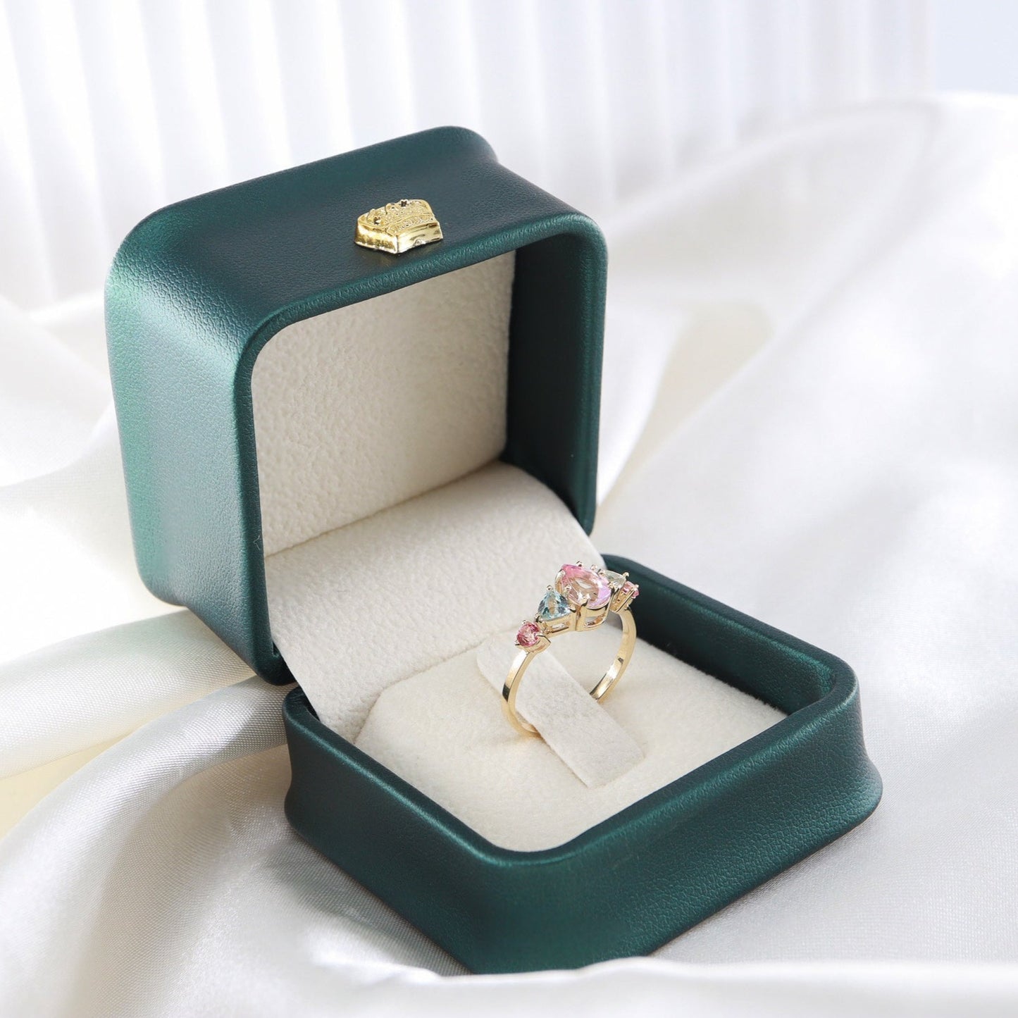 Renkli Doğal Topaz Taşlı Vintage Yüzük