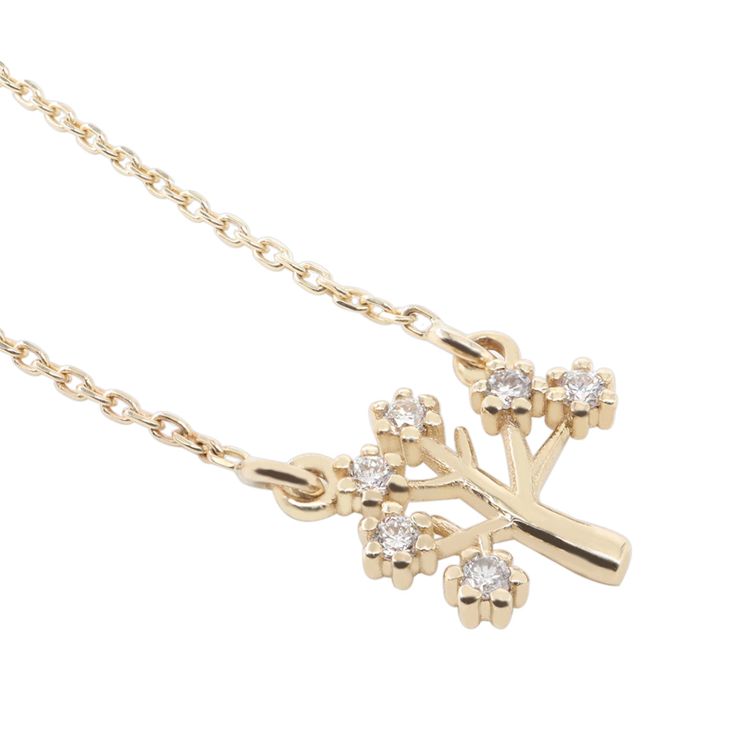 Minimal Pırlantalı Hayat Ağacı Kolye