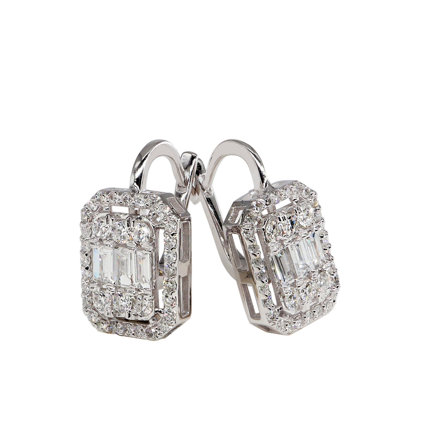 0,90ct Pırlanta Baget Küpe