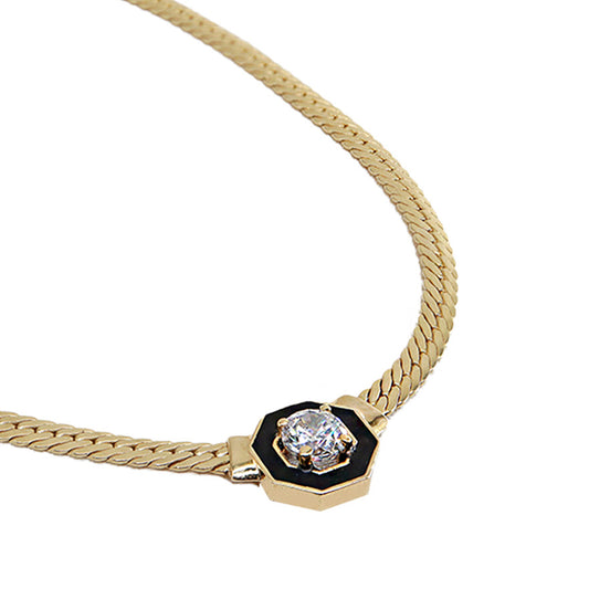 0,50ct Balık Sırtı Zincirli Mineli Kolye