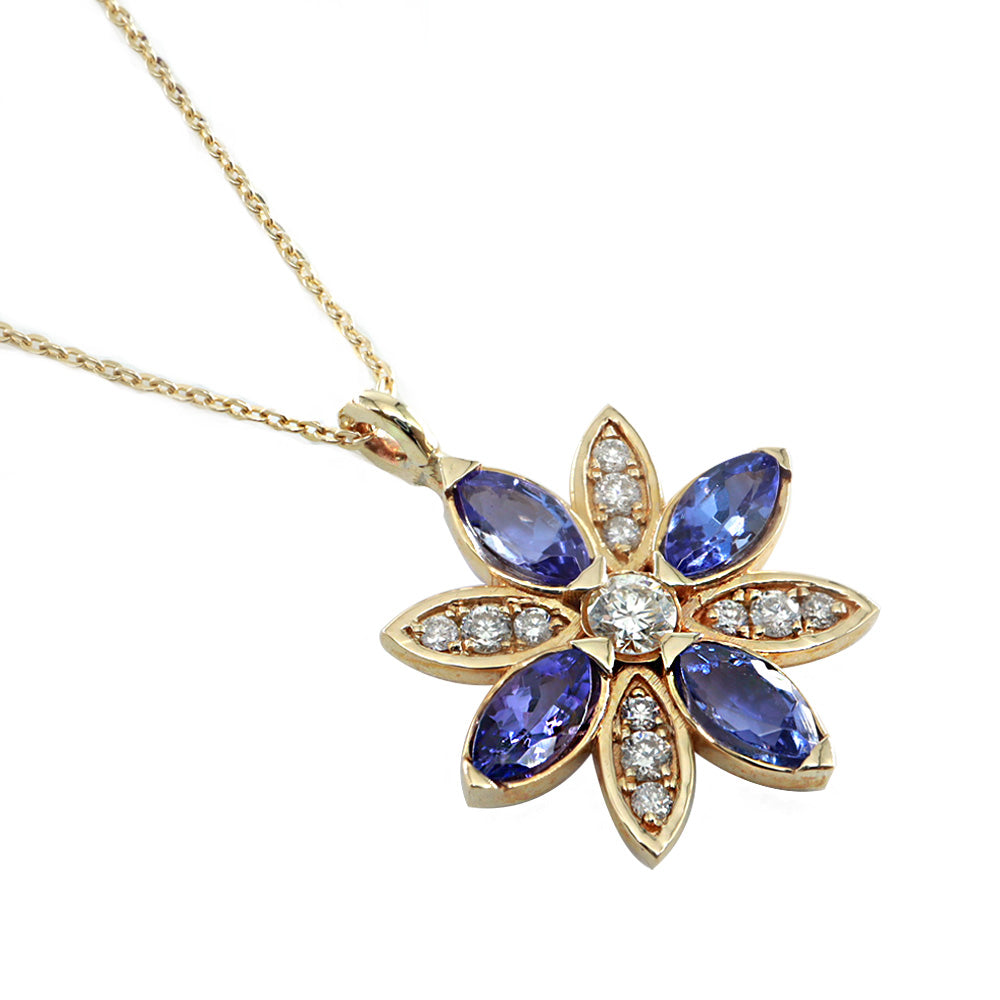 Lotus Çiçeği Tanzanit & Pırlanta Kolye