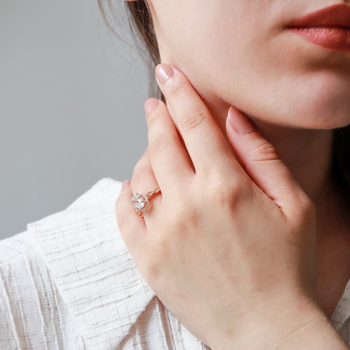 Oval Morganite & Pırlanta Vintage Yüzük