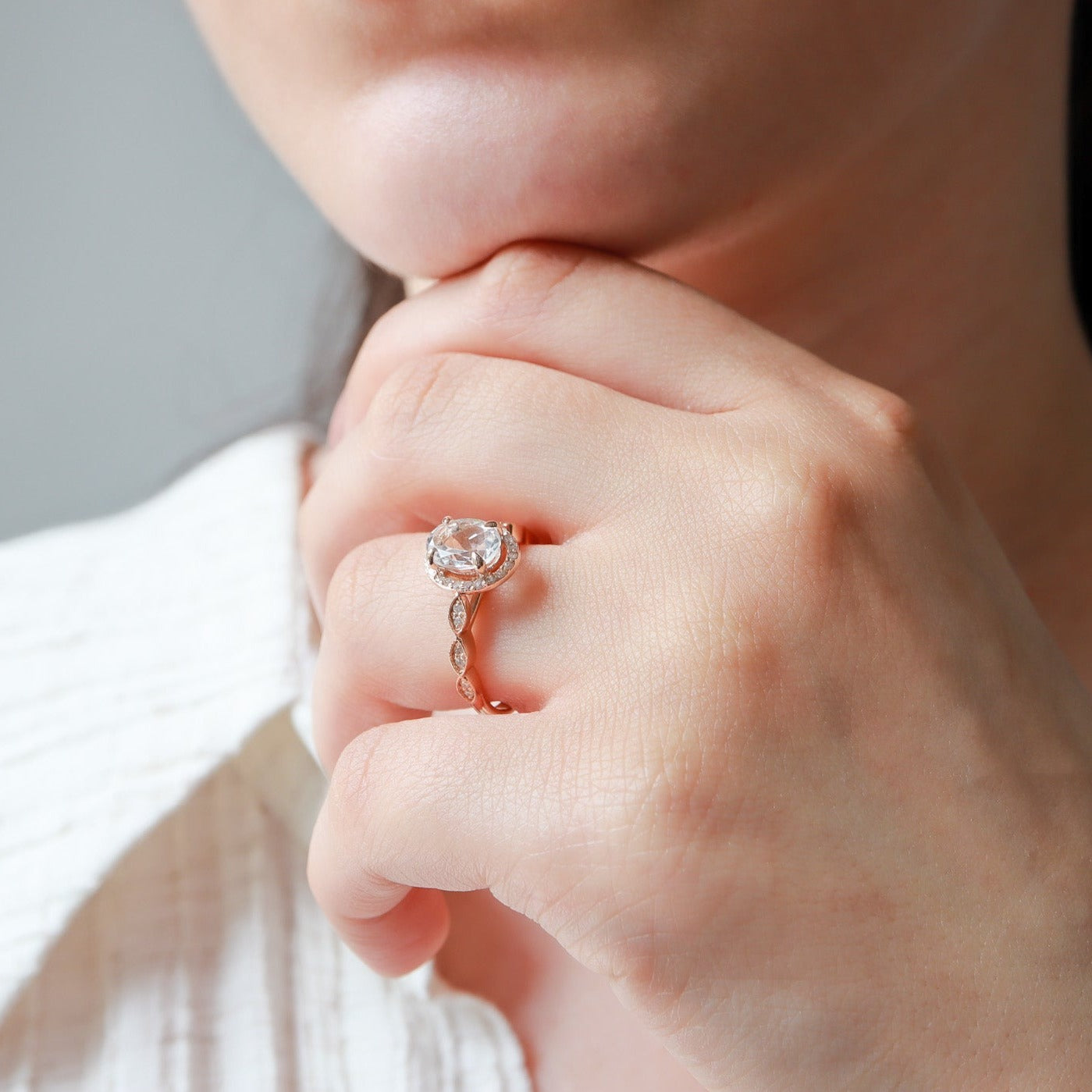 Oval Morganite & Pırlanta Vintage Yüzük