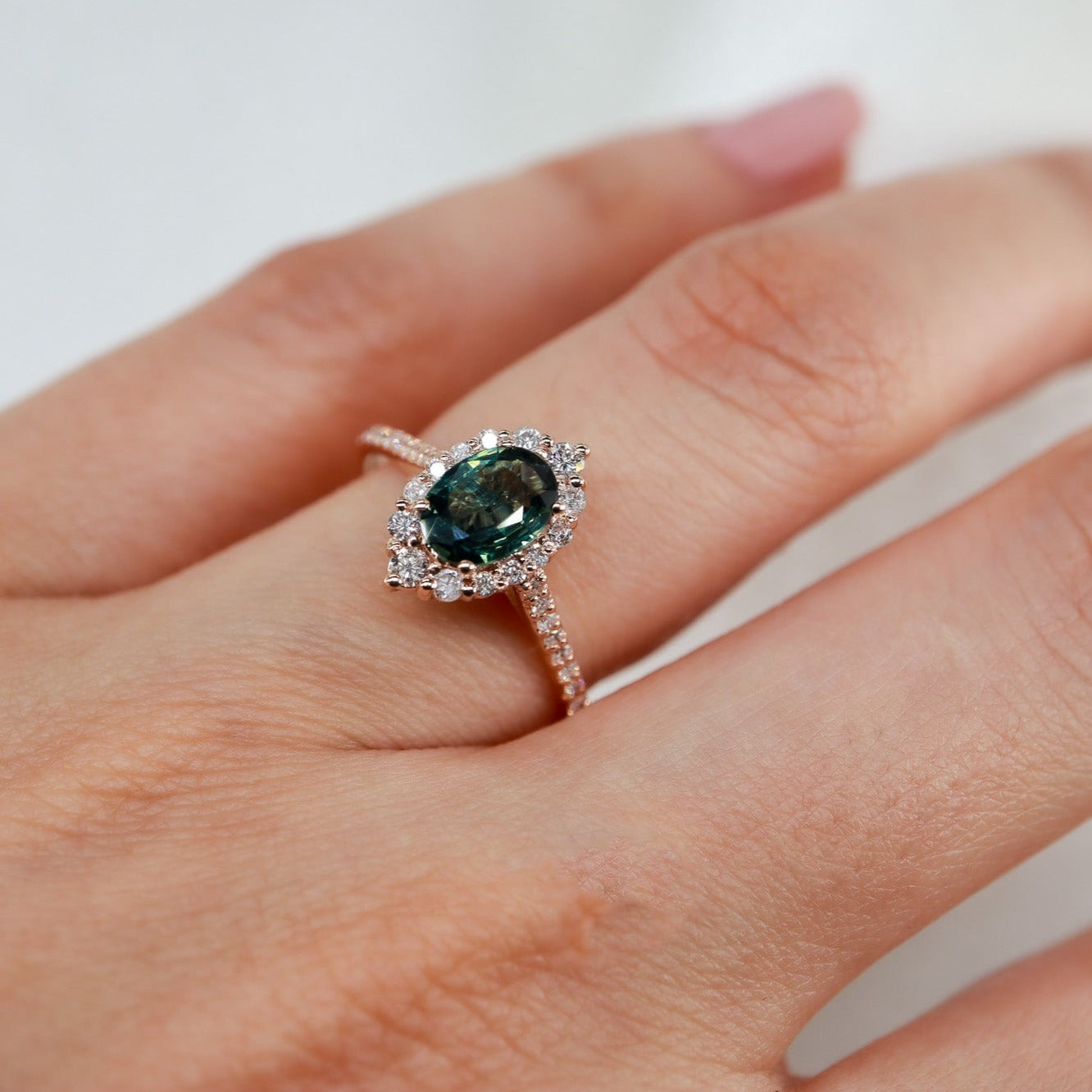 Oval Safir & Pırlanta Vintage Yüzük