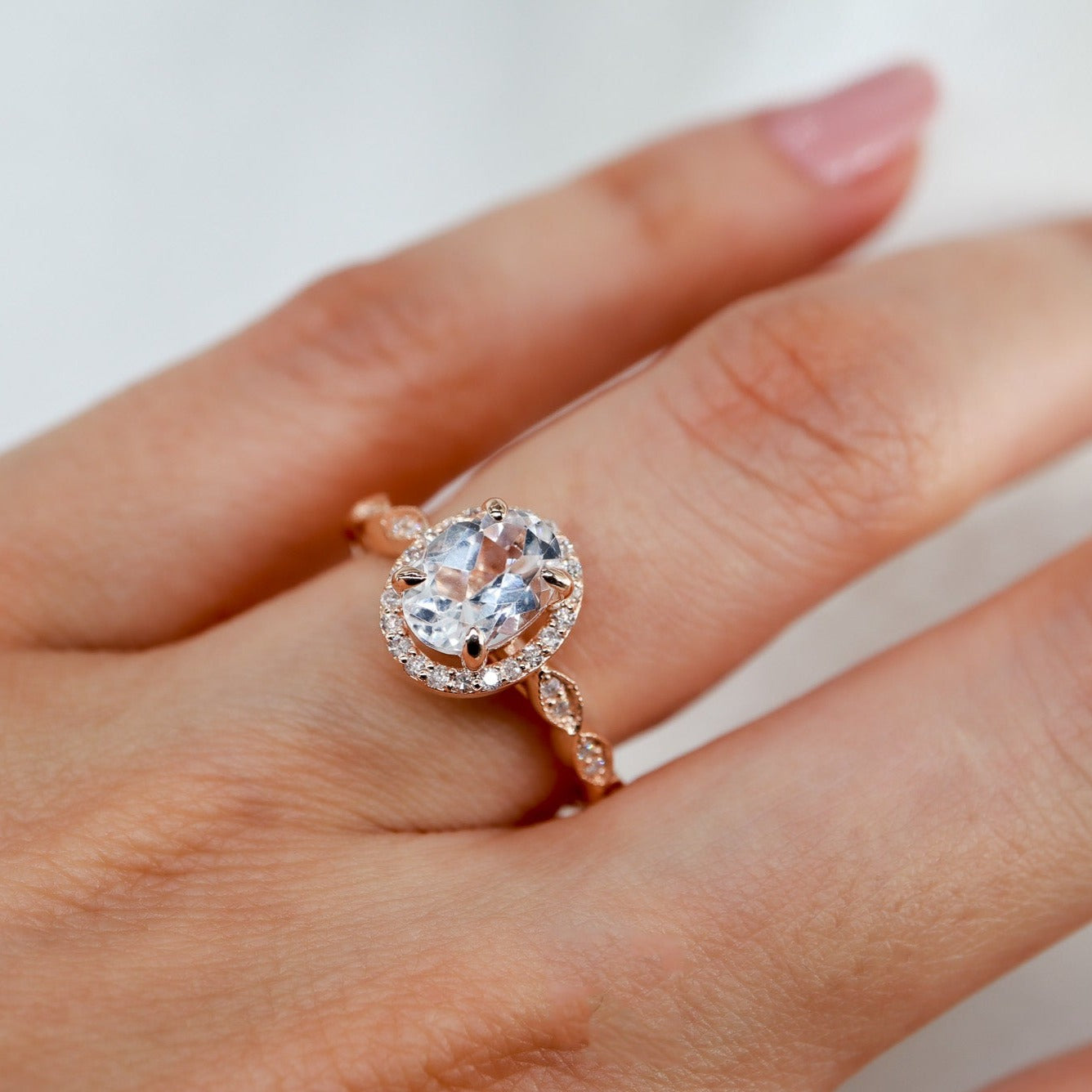 Oval Morganite & Pırlanta Vintage Yüzük