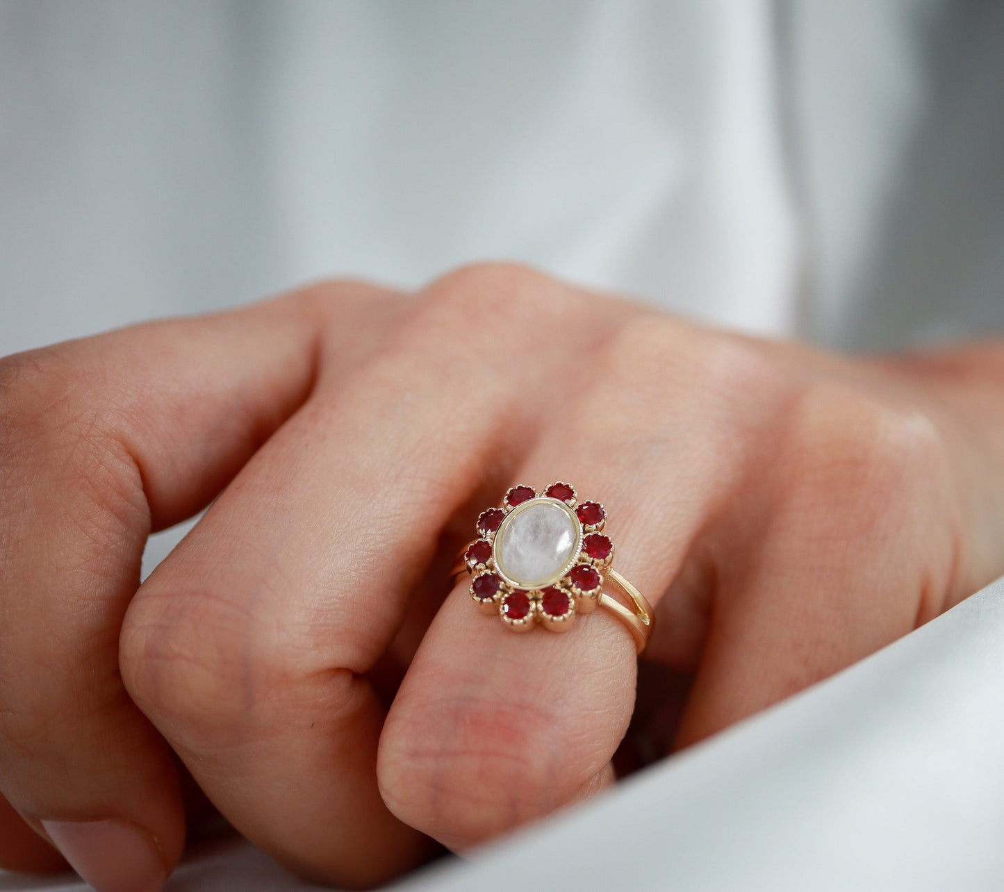 Moonstone & Yakut Vintage Yüzük