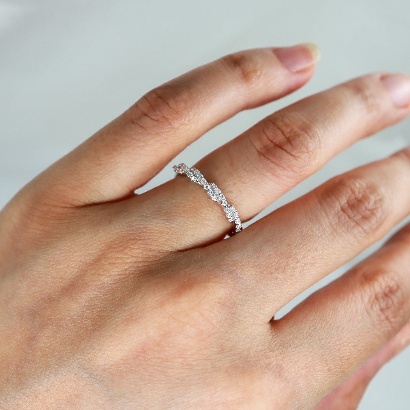 Örgü Yarımtur 0,2ct Pırlantalı Yüzük