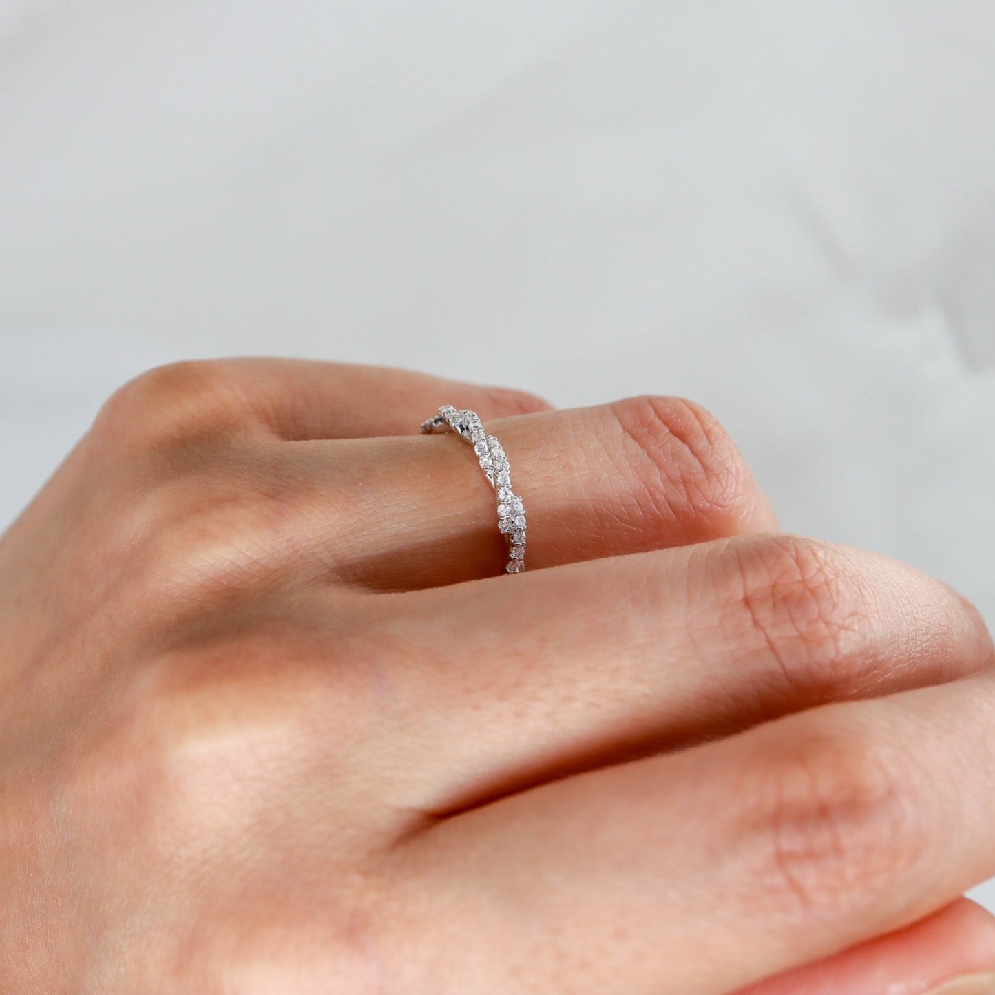 Örgü Yarımtur 0,2ct Pırlantalı Yüzük