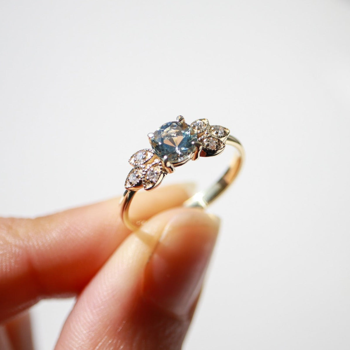 Vintage Akuamarin & Pırlanta Yüzük